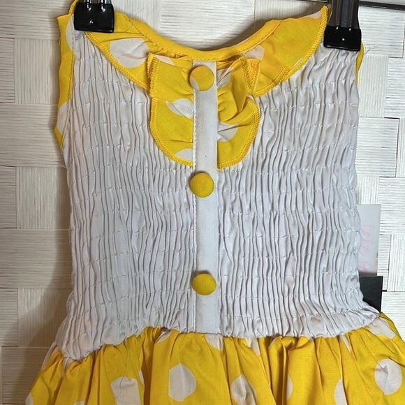 YELLOW 3 Tiers Ruffles Tutu Cotton Dress - Picture 6 of 8